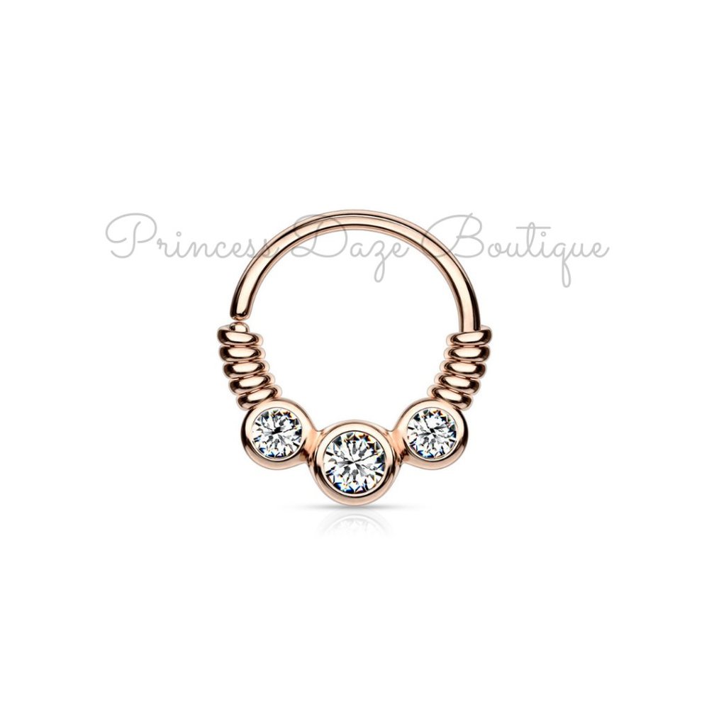 Rose Gold Coiled Wire Bendable Hoop Rings For Septum, Ear, Cartilage and Daith